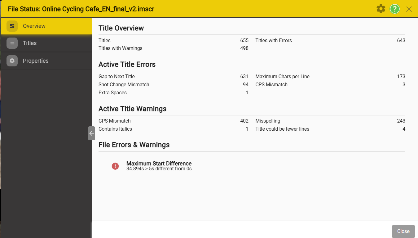 File status overview