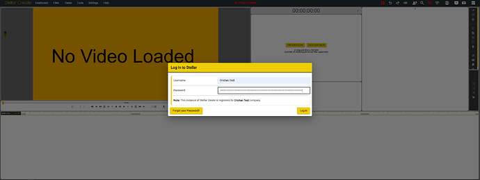 Login screen