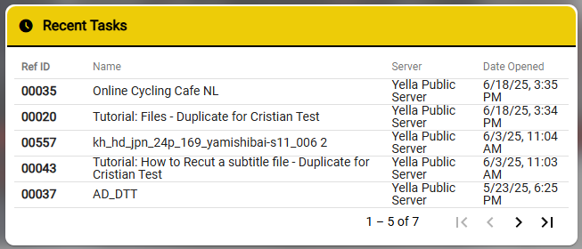 Recent tasks