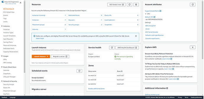 EC2 console